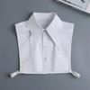 Women White Long Pointed Fake Collar Big Lapel Fake Collar Detachable Lapel Half Shirt Cotton False Collars