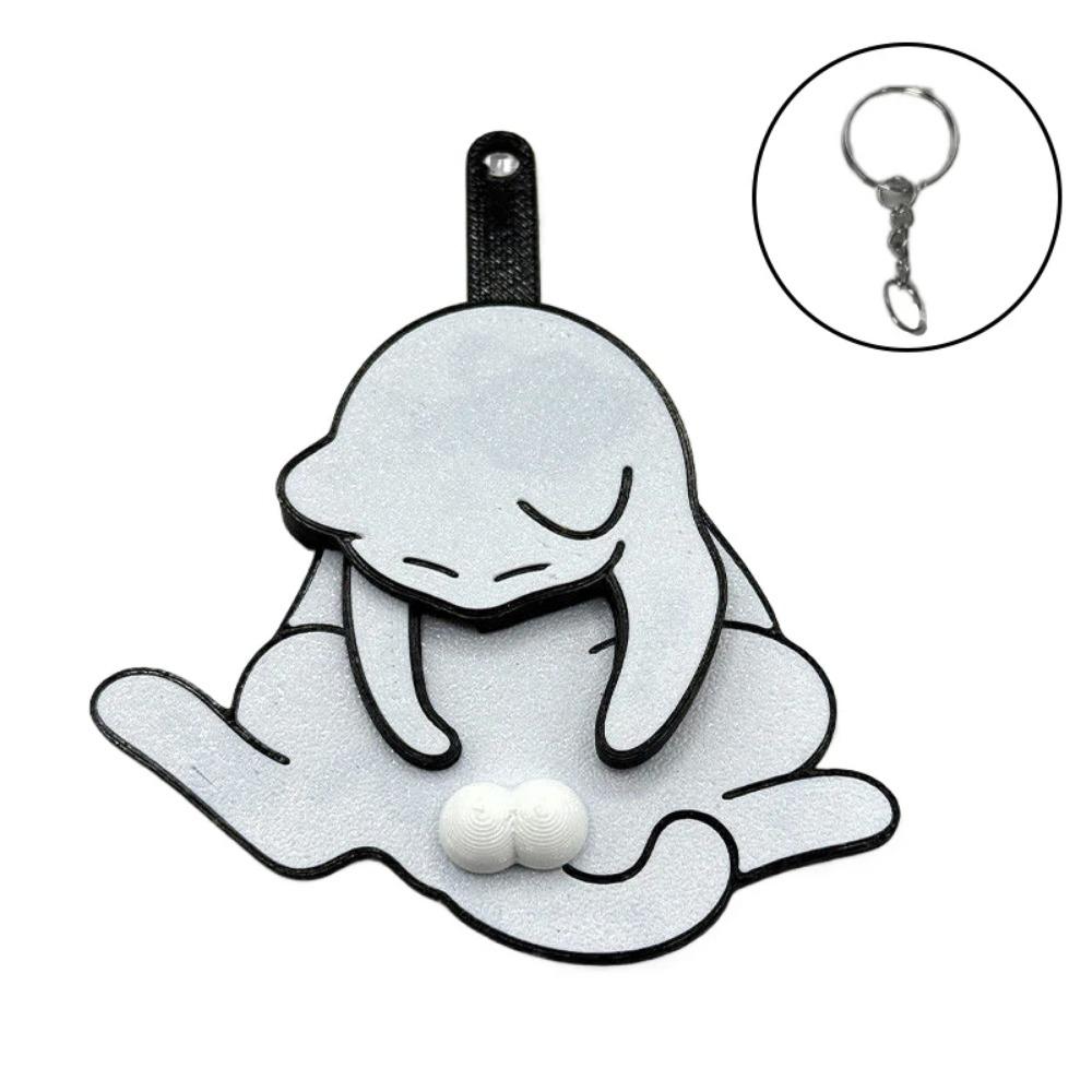 Creative Pull Play Egg Cat Keychain Fidget Toys Cute Funny Rotatable Acrylic Bag Pendant for Women Keyring Purse Bag Accessory