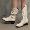 Остроносые женские высокие сапоги дизайнерские массивные кожаные туфли зима 2025 тренд готические туфли-лодочки модные туфли до середины голени челси женские ботинки