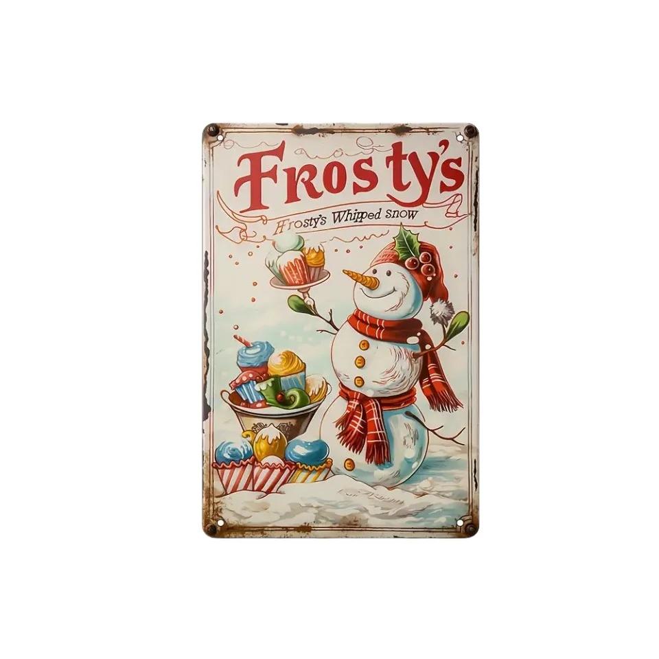 Винтажный металлический постер Рождественский эльф Металлические жестяные таблички Постеры Тарелка Красочный визуальный эффект Настенное искусство для Кафе Бара Офиса Клуба Паба