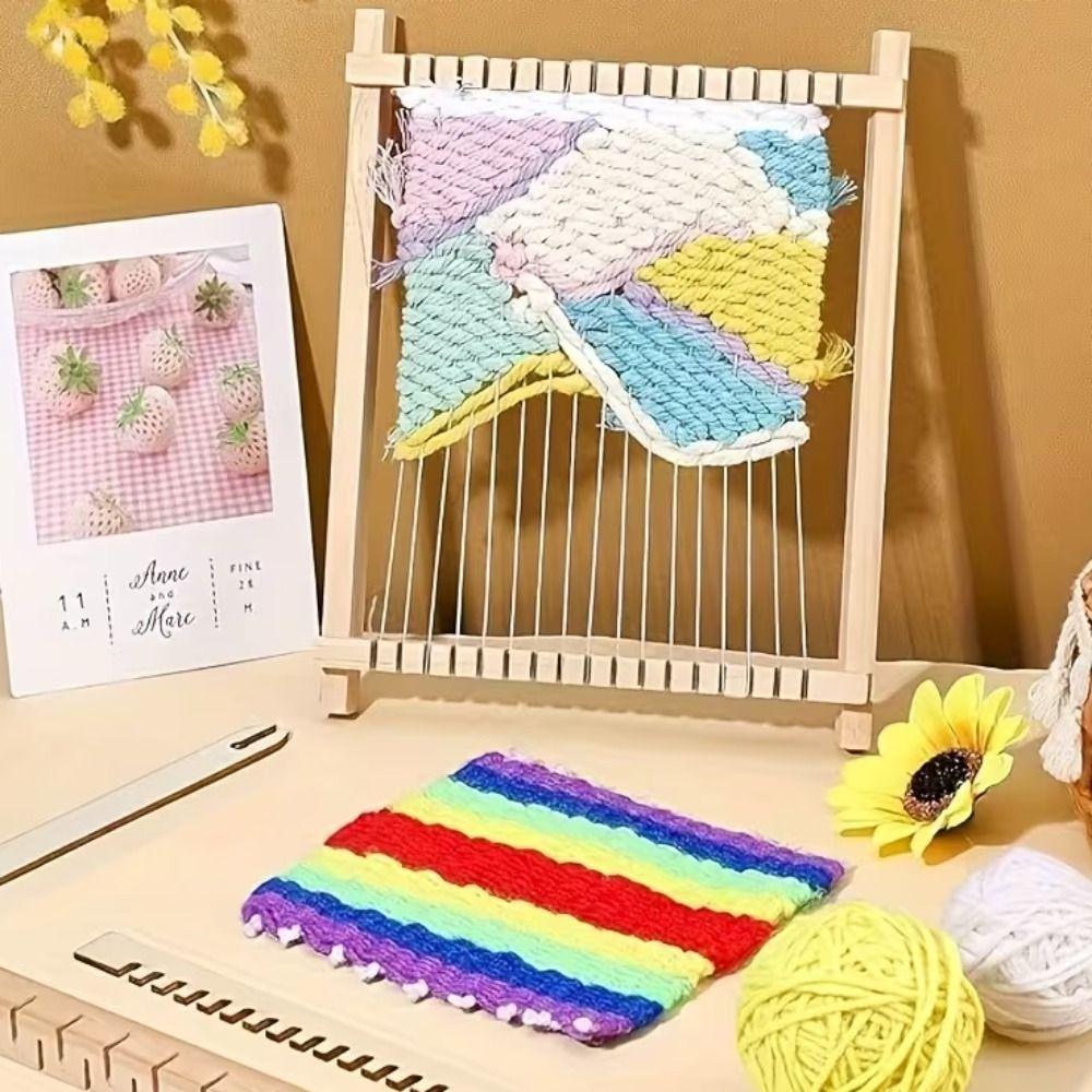 Набор для начинающих DIY Деревянный Деревянный ткацкий станок Мини Съемная ручная вязальная машина Легкие инструменты для вязания пряжей Для