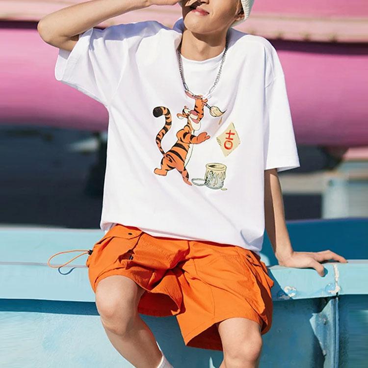 Li Ning X Disney Collaboration Sports Fashion Series Cartoon Pattern Printed Round Neck Short Sleeve Football Unisex Football Shirt White AHSS585-2