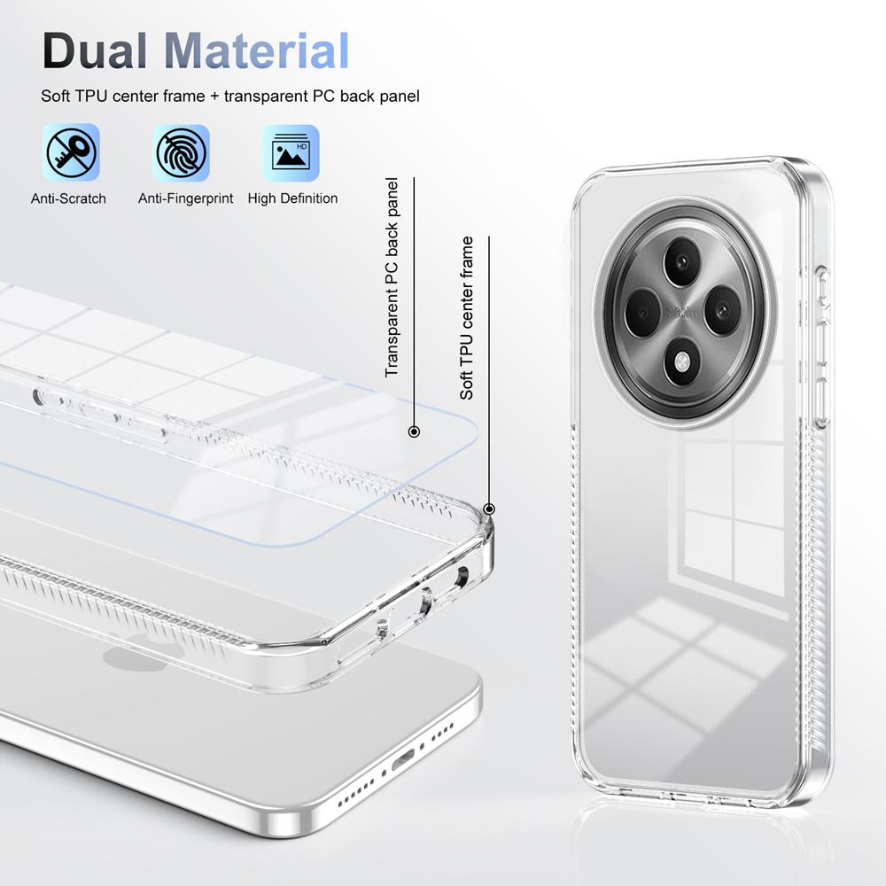 KEYSION Прозрачный чехол для телефона OPPO Reno12 F 5G Мягкий ТПУ+ПК Нескользящий HD Прозрачный Ударопрочный Чехол для телефона для OPPO Reno 12F 5G