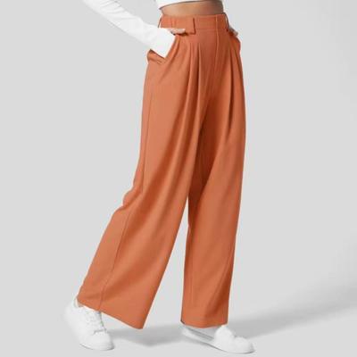 Модные новые однотонные офисные свободные повседневные брюки женские с высокой талией большие размеры широкие брюки женские элегантные простые прямые женские брюки 24718