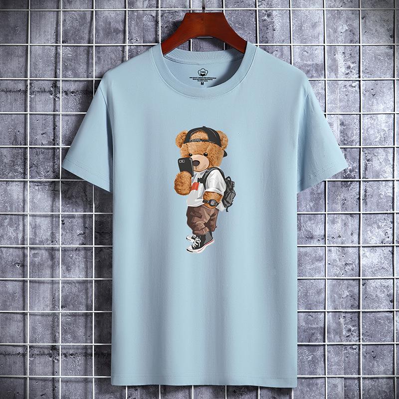 QICED Летняя футболка с короткими рукавами, мужская футболка с круглым вырезом и трендовым низом