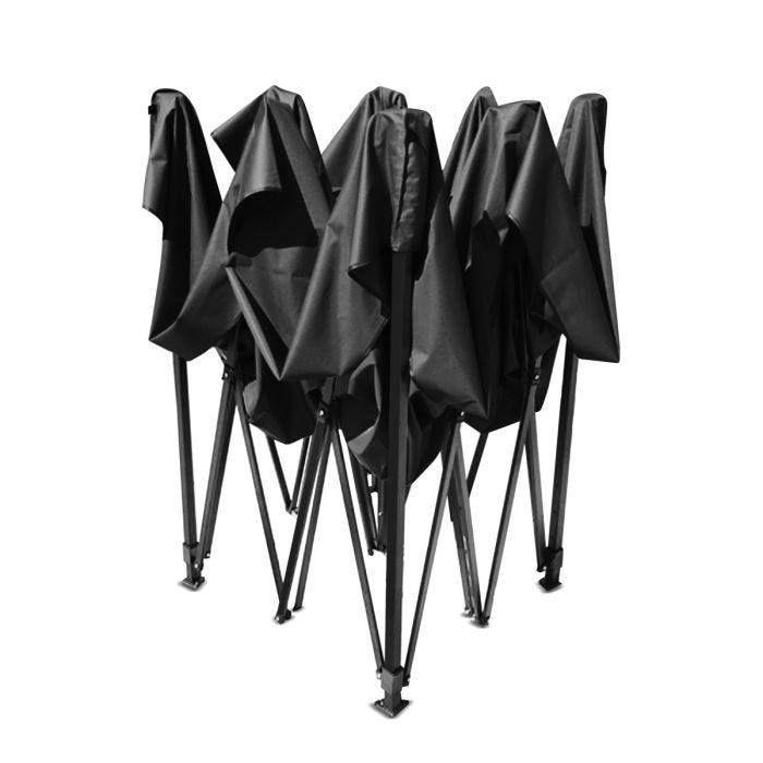 Pavillon pliable - Tourtecs 3x6m - Noir - Imperméable - Résistant aux UV - Structure en acier galvanisé