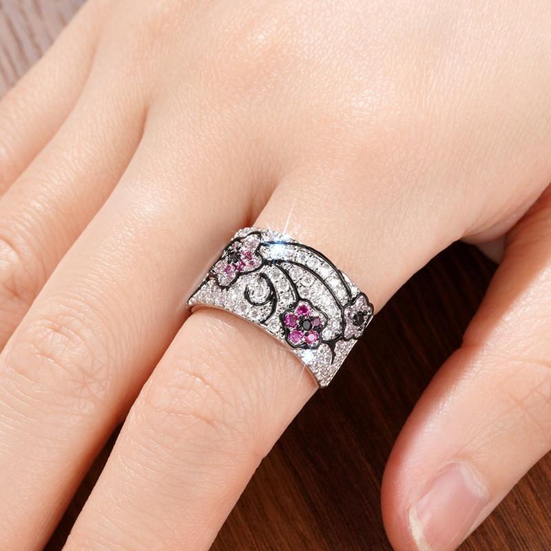 CopperFlower Design Finger Ring for Women Luxury Lady Aesthetic Fashion Jewelry Engagement Gorgeous Wedding Band