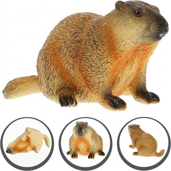 LIFKOME Groundhog Figurine Realistic Wildlife Model Animal Collectible Statue Simulation Groundhog Ornament for Desktop Cake Topper Bookshelf Garden