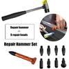 10Pcs Dent Repair Tool Kits Inclued Rubber Hammer And 9 Pcs Heads Tap Down Tools, Paintless Dent Removal Tools Kits For Auto Body DIY Dent Fix