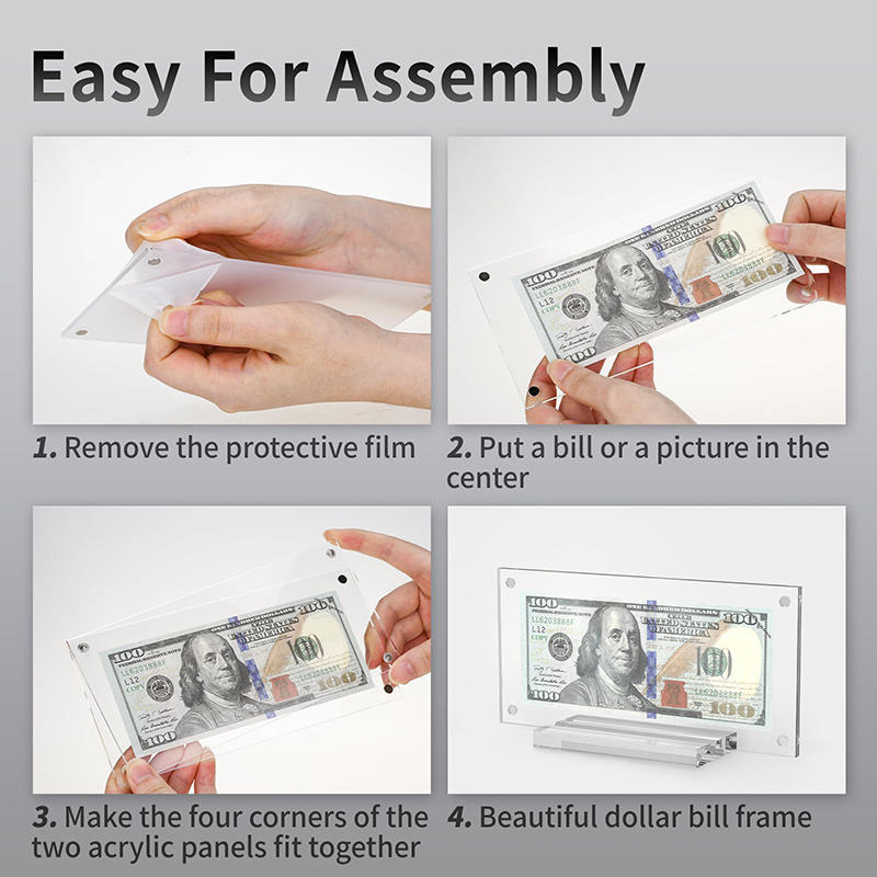 Акриловый прозрачный держатель для купюр с основанием, рамка для фотографий, держатель для билетов, настольный декор