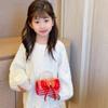 Red Delightful Cute Bowknot Childrens Handbag With Trendy Chain And Handle Pearl
