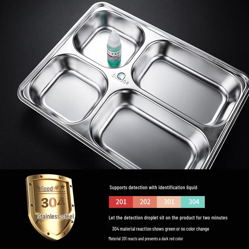 304 Stainless Steel Divided Lunch Tray with Steel Lid