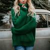 Модный женский однотонный трикотаж, повседневный женский свитер, пуловер с толстой нитью и длинными рукавами, пуловер с высоким воротом, женский свитер