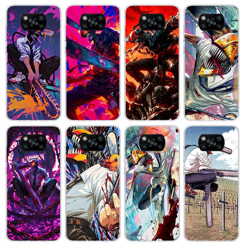 C-Chainsaw Mans Denji Phone Case For Xiaomi Poco X7 X6 X5 Pro F7 Ultra Redmi 15C 15 13 13C 12 12C 10 10A 10C 9 9A 9C 9T Shell Po