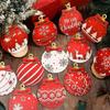 12PCS Wooden Christmas Ball Ornaments Red White Elk Snowflake Xmas Tree Decor Holiday Winter Party Hanging