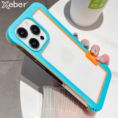 Безрамочный прозрачный чехол конфетного цвета для iPhone 17 16 15 14 13 12 11 Pro Max XS XR Plus Ударопрочная броня Акриловая жесткая крышка из поликарбоната