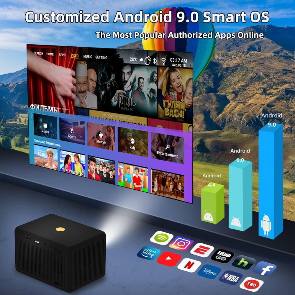 V6 Модернизированная модель Vivicine Y7 Android 9.0 720p Портативный дешевый домашний кинопроектор