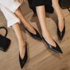 2024 г., новые модели ранней весны, туфли с острым носком и глубоким V-образным каблуком, женские туфли из лакированной кожи на низком каблуке