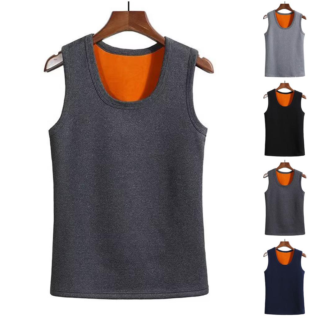 Men Winter Fleece Lined Thermal Tank Tops Warm Base Layer Vests Undershirt