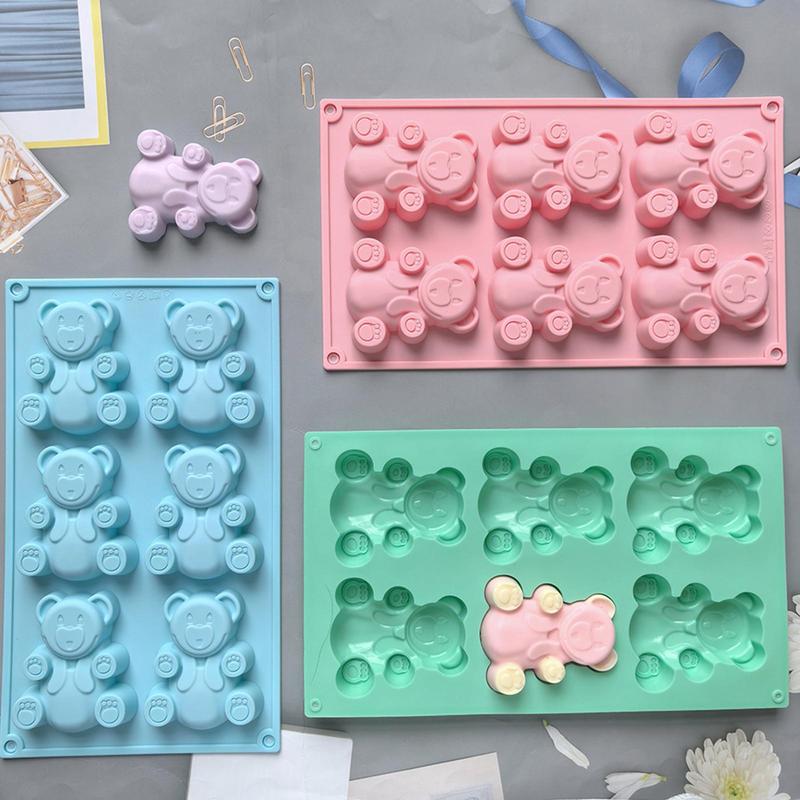 Bear Molds For Chocolate Baby Shower Molds 6-Grid Silicone Fondant Molds Bear Cand Mould Baby Shower Chocolate Molds For Cakes