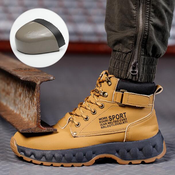Модные высокие рабочие ботинки, противоударные и противопрокольные рабочие ботинки со стальной головкой, износостойкие защитные армейские ботинки D118