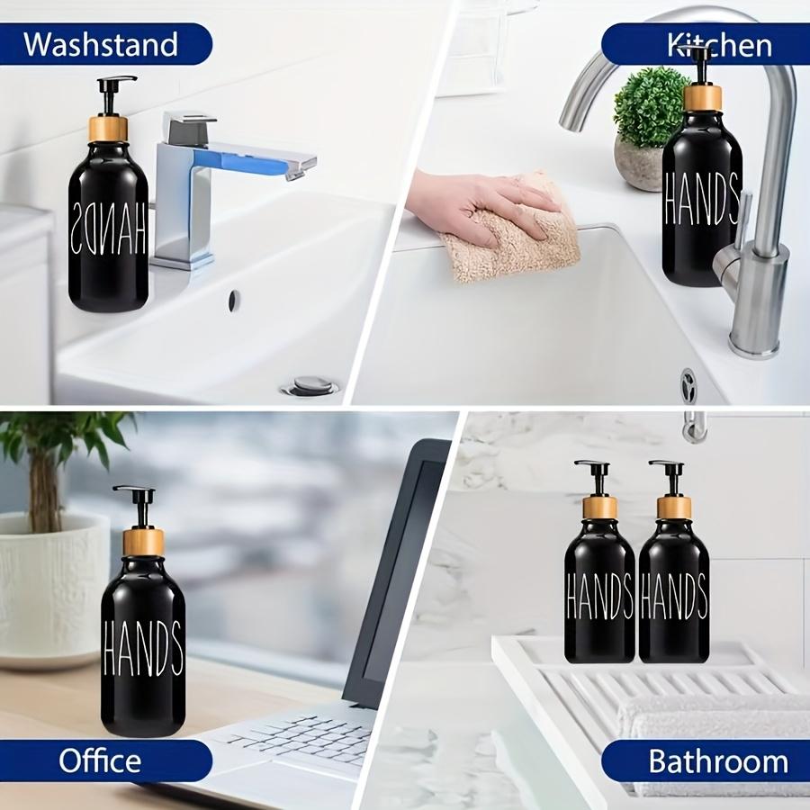 Soap Dispenser Bottle with Trays, Bamboo Lid Soap Bottle with Anti-Rust Pump, Hand Dish Soap Dispenser for Kitchen, Shampoo
