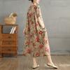 DIMANAF 2025 Women Plus Size Spring Summer Dress Casual Floral Dress Basic Vintage Loose Long Dress Maxi 9298