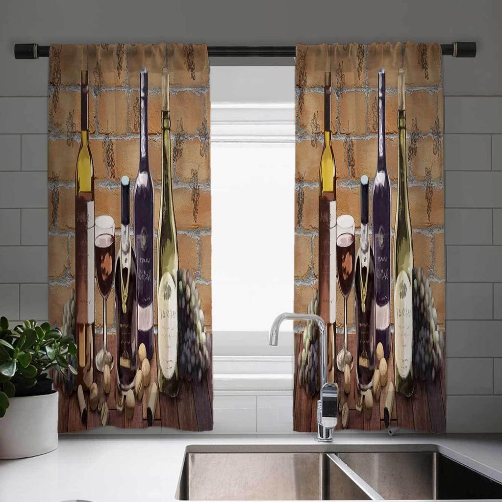 2-панельные шторы с принтом «Кот Фортуны» Шторы для кухни с рыбками Кухонные жалюзи Оконные шторы 75% затемнения Кофейные шторы