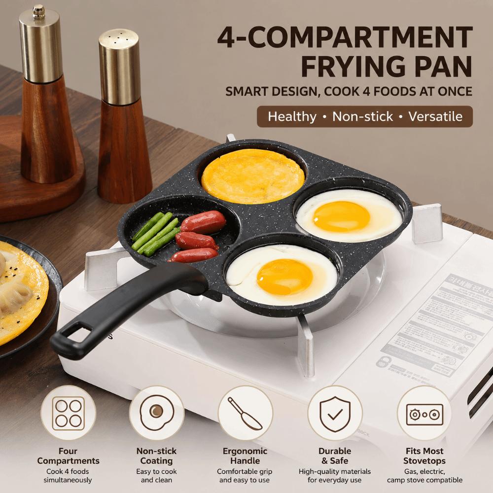 with Handle Cast Iron Egg Cooker 4-in-1 Omelette Pancake Cooker Dishwasher Safe