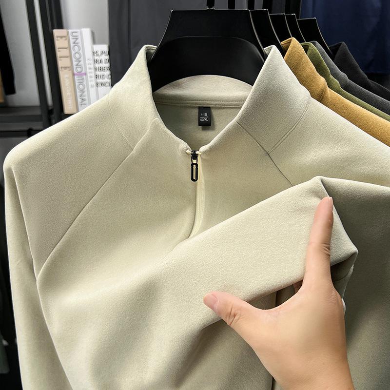 Мужская термофлисовая толстовка с полумолнией и длинным рукавом