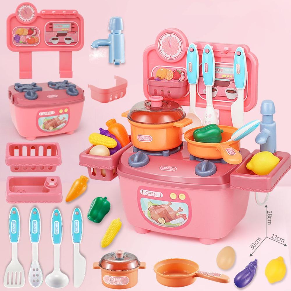 Mini Children Kitchen Toys Set Cook Food Pretend Play Role Toys Kitchen Counter Play Set Kids Gift