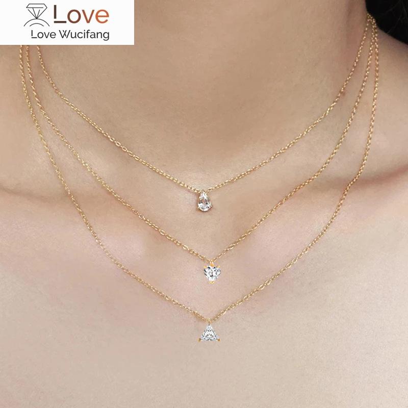 Waterdrop Crystal Pendant Necklace For Women Korean Fashion Gold Geometric Diamond Choker Chain On Neck Accessories Jewelry N511