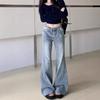 Comfortable Light Blue High Waisted Jeans Women Slim Large Size Slim Micro Flare Straight Pants Long Pants Jeans for Women Long Denim Pants