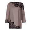 Women's Fashion Casual Round Neck 3/4 Sleeve Loose  Printed T-Shirt Ladies Top