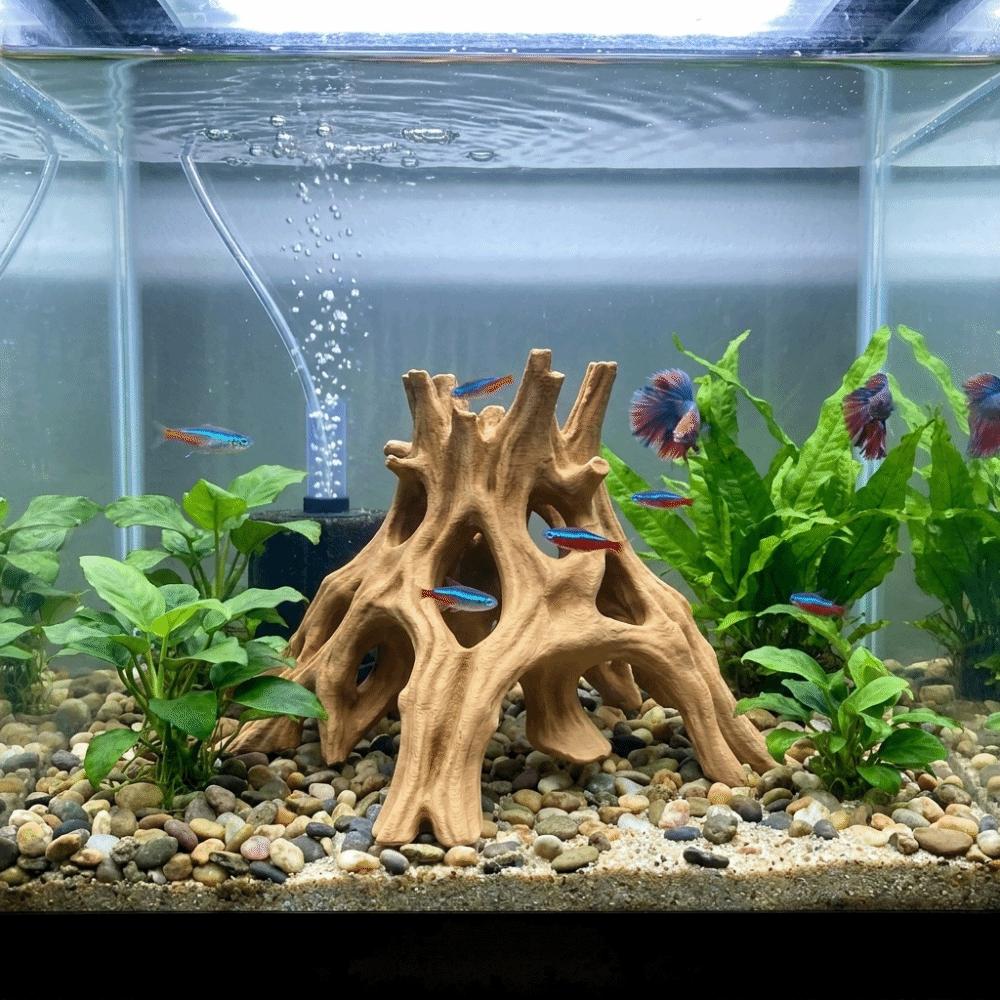 Tree Trunk Fish Shrimp Hiding Cave Plastic Tree Root Caves Fish Tank Landscaping