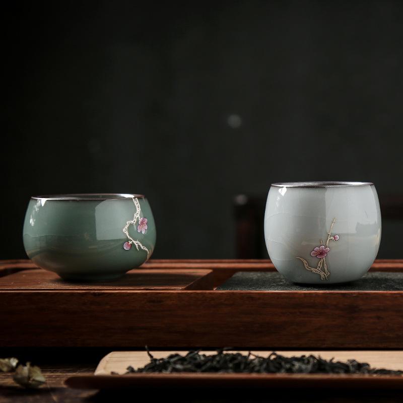 Household Kung Fu Tea Set Ge Kiln Iron Tire Personal Cup Tea Tasting Master Cup Handmade Ceramic Single Cup Tea Cup Tea Bowl Tea Cup