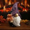 Unique Holiday Shelf Decor Halloween Gnome Statue, EEK BOO Resin Elf Dwarf Figurine with Pumpkin Creative Indoor Party Tabletop Crow Skull,