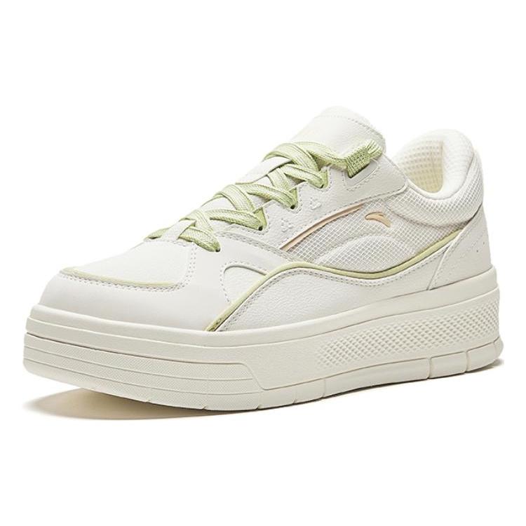 New Anta Gentle Breeze Breathable Coverage Low Top Skateboard Shoes Women's White Green 922418065-3