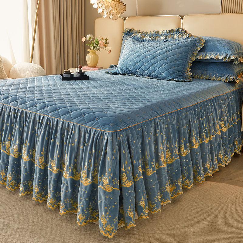 Комплект из 3 предметов современного роскошного макраме-подзора, однотонный всесезонный универсальный нескользящий комплект постельного белья (Подзор для кровати *1+ Наволочка*2, без сердцевины)