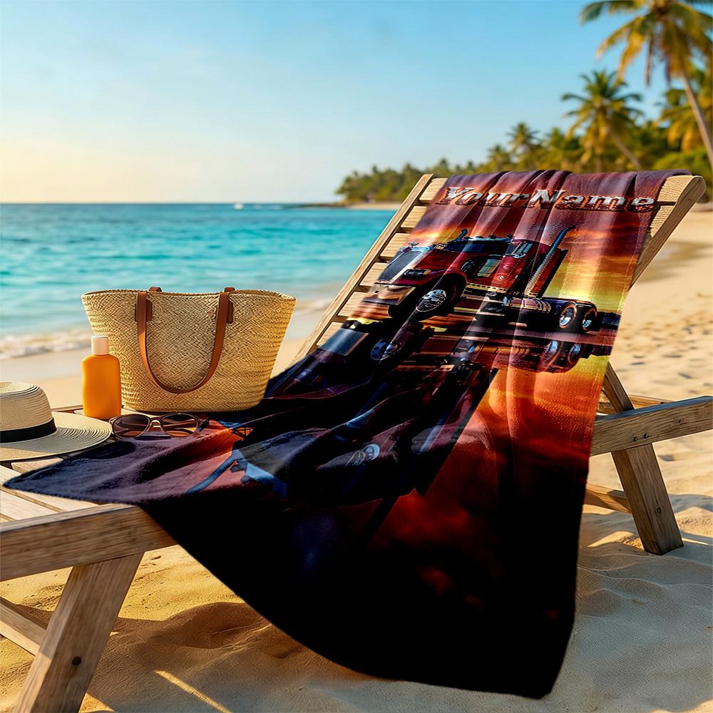 Peterbilt Heavy Trucks Customize Your Name Beach Towel Super Soft & Absorbent