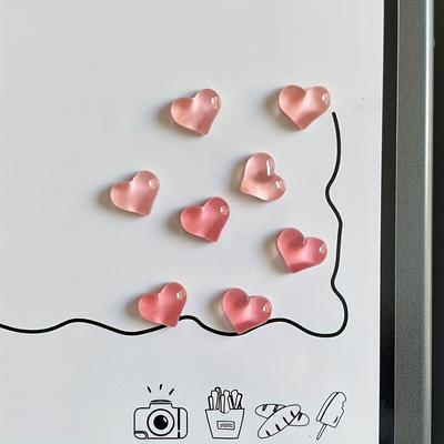 Набор из 8 магнитов на холодильник в форме сердца - милые и простые декоративные магниты, подходящие для кухонных и офисных досок