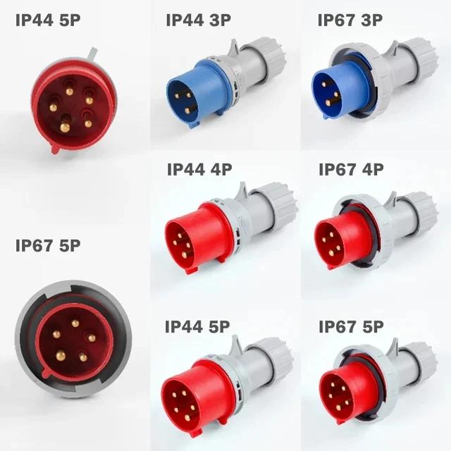 Промышленная вилка и розетка 16/32А 3P/4P/5Pin Электрический разъем IP67 Настенная розетка Вилка папа и розетка мама