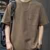 Summer American-style Pocket Trendy Loose Retro Men's Short-sleeved Round-neck Casual T-shirt