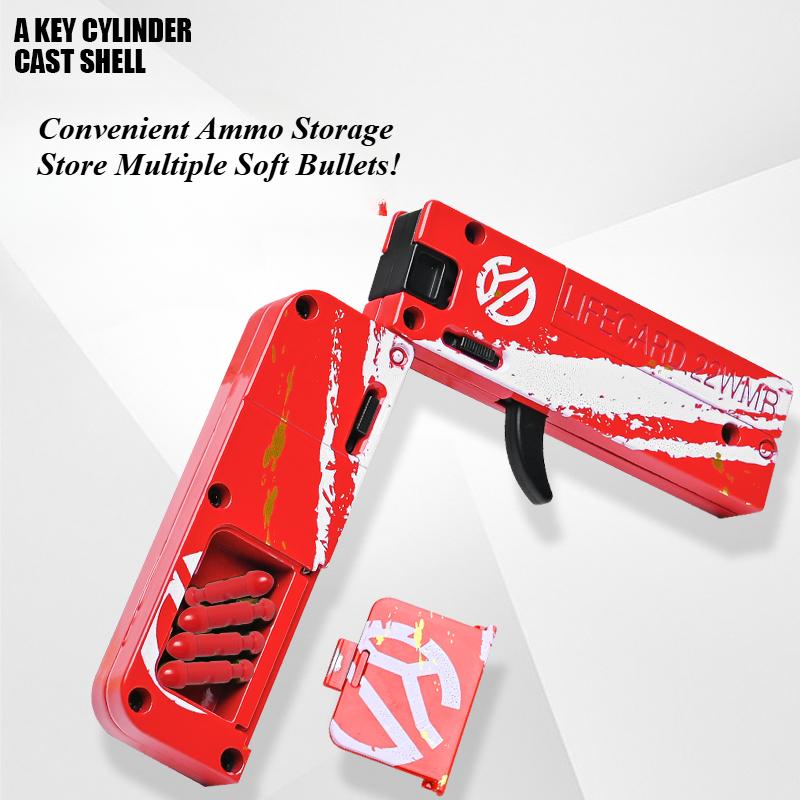 2.0 Улучшенная складная пистолет-игрушка из сплава Lifecard, бластер с мягкими пулями, модель пистолета для стрельбы, подарки на день рождения для взрослых, детей, мальчиков