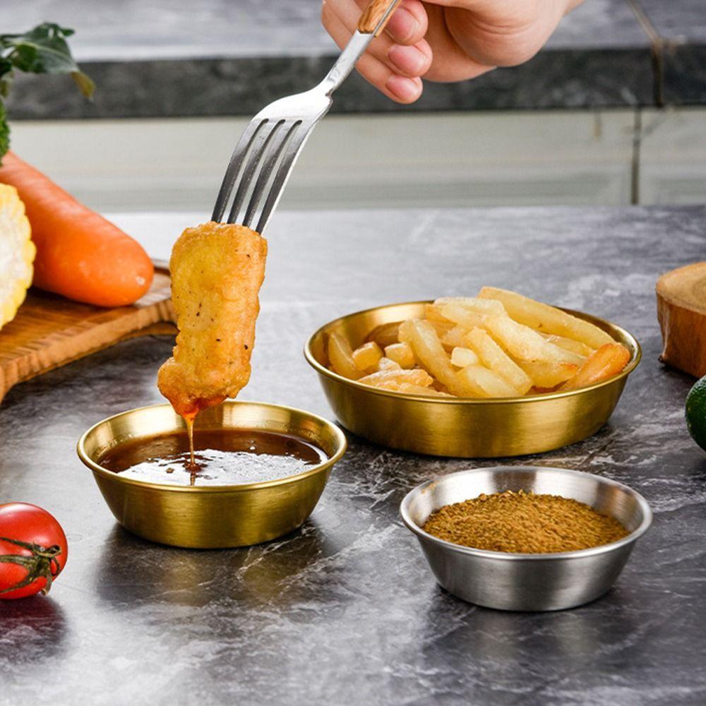 1Pcs Mini Sushi Dipping Sauce Dishes 304 Stainless Steel Bowl Sauce Plate Individual 7/8/10/11cm Seasoning Tray