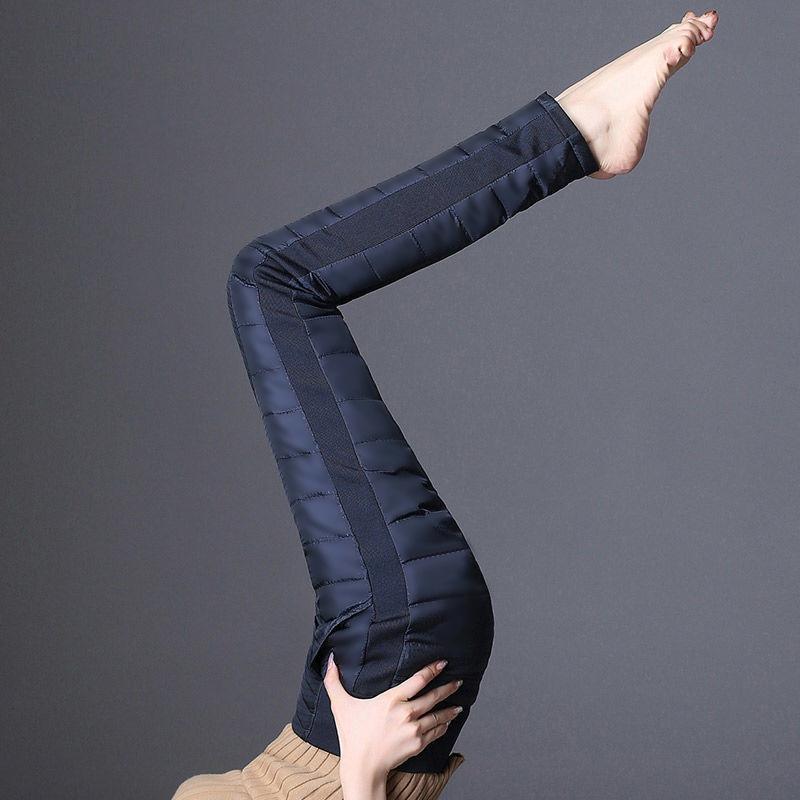 Утепленные ветрозащитные и теплые брюки из хлопка с высокой талией, зимние эластичные узкие брюки-карандаш для женщин из хлопка