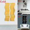 6Pcs Removable Acrylic 3D Wave Mirror Wall Sticker Home Decor Mural Decals