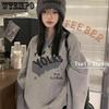 Винтажные серые толстовки с буквенным принтом в корейском стиле, женские толстовки в стиле Харадзюку в стиле хип-хоп, черные повседневные пуловеры, топы
