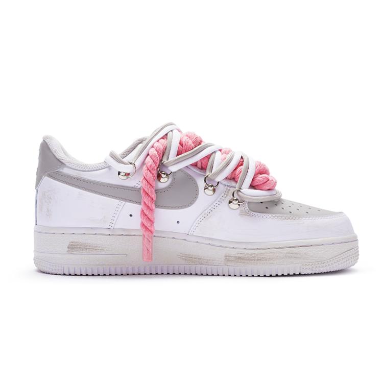 Nike Air Force 1 'T10' Кожаные Нескользящие Износостойкие Низкие Скейтбордические Кроссовки Женские Белый Серый DD8959-100(Команда80-''Т10'')