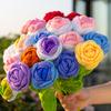 Braided Rose Handmade Crochet Flower Beautiful Long-lasting Yarn Crochet Rose Flower for Home Decoration